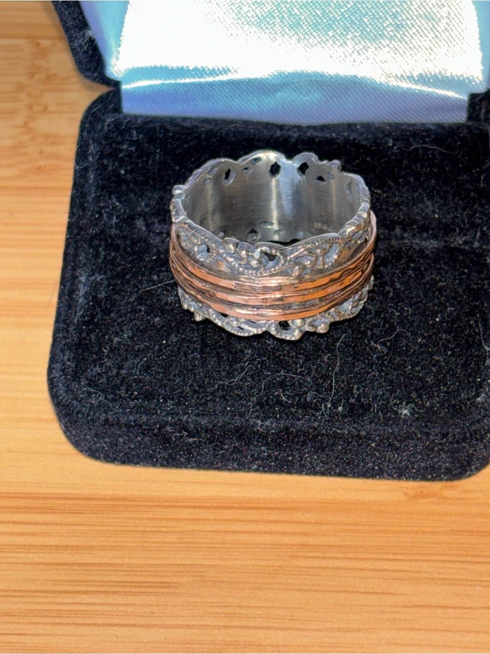 Or Paz Two-Tone Textured spinner Women's Ring NWOT box not included